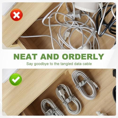 Data Cable Organizer, 2026 New Silicone Cable Ties Reusable Cable Management Organizer, Multipurpose Elastic Cord Organizer for Fastening and Bundling Cable Cords Wires Straps (5PC) — view 4