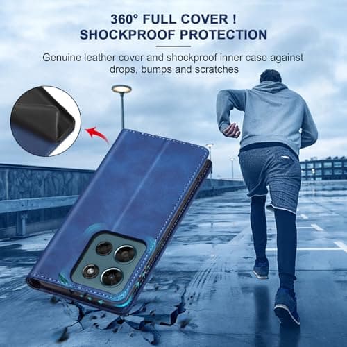 Jasonyu Flip Wallet Case for Moto G Play/G 5G (2026),Leather Magnetic Folio Cover with Card Holder,Kickstand - TPU Shockproof Durable Protective Phone Case,Blue — view 3