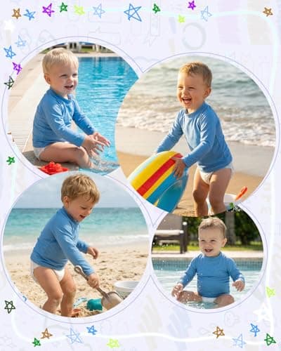 babygoal Baby Blue Long Sleeve Rash Guard UPF 50+ Sun Protection Swim Shirt for Boys Girls, Infant Toddler UV Swimwear for Beach Pool Swimming SY05-18-24M-CA — view 5