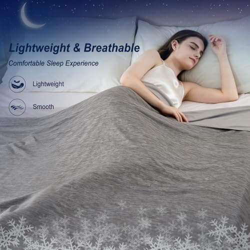 Cooling Blanket Queen Size, Lightweight & Breathable Summer Blanket for Hot Sleepers & Night Sweats, Double-Sided Cool-to-Touch Design, Smooth Cooling Blanket for Bed, 79" x 86" — view 5