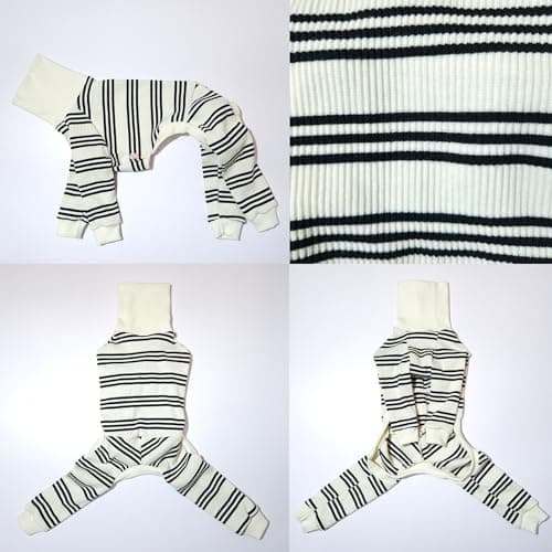 D Doggy Star Italian Greyhound Clothes Soft Stretchy Onesie Refined Stripe Outfit Whippet for Dog Coat (M,Onsi Black Str) — view 3