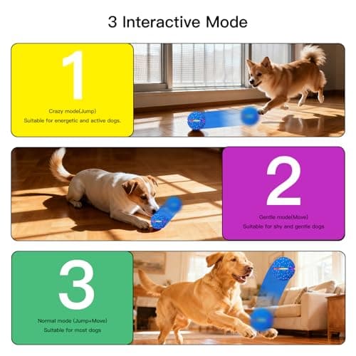 morhandisn Interactive Dog Toys: Self Rolling & Bouncing Ball to Keep Them Busy, 3 Modes, Type-C Fast Charging, Durable E-TPU & IP54 Waterproof - Best for Small/Medium Breeds & Puppies (Blue, Medium) — view 3