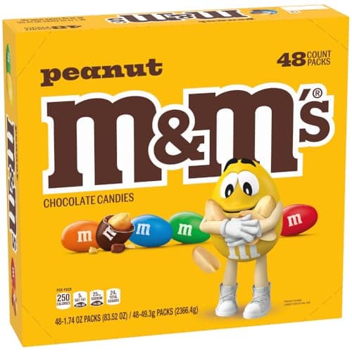 M&M'S Peanut Chocolate Candy, Full Size Candy 1.74 oz Bag, Bulk Pack of 48 — view 3