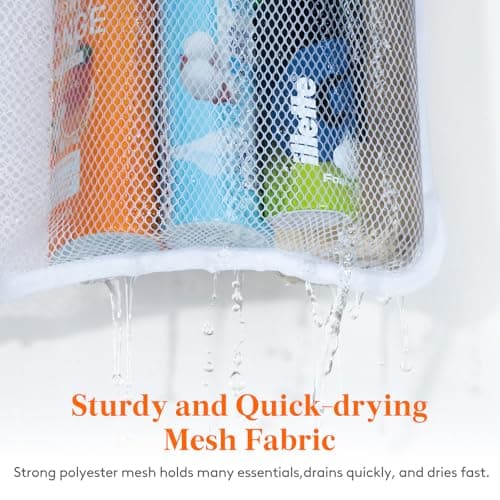 Lifewit Mesh Shower Caddy, 5 Pockets Hanging Shower Organizer with Quick Drying Mesh, Portable Space Saving Bathroom Organizer to Hold Soap, Shampoo and Cruise Ship Essentials, White, 1 Pack — view 4