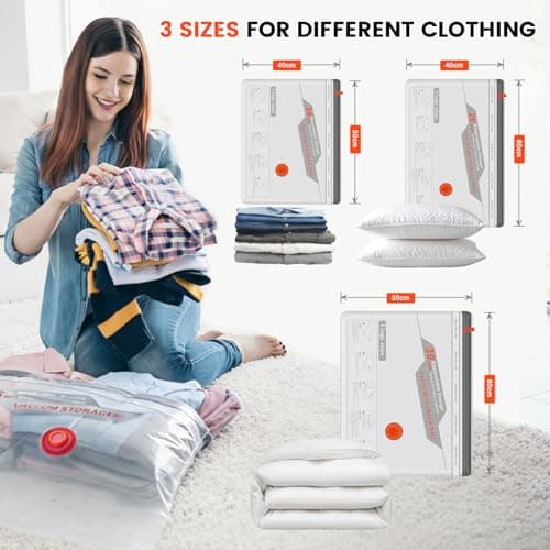Travel Vacuum Bags with Rechargeable Air Pump,12 Pack Reusable Space Saver Bags – Compression Packing Bags for Suitcase, LuggageBlankets, Clothing,Comforters and Pillows — view 4