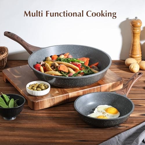 SENSARTE Nonstick Frying Pan Skillet, Swiss Granite Coating Omelette Pan, Healthy Stone Cookware Chef's Pan, PFOA Free (9.5 Inch) — view 7