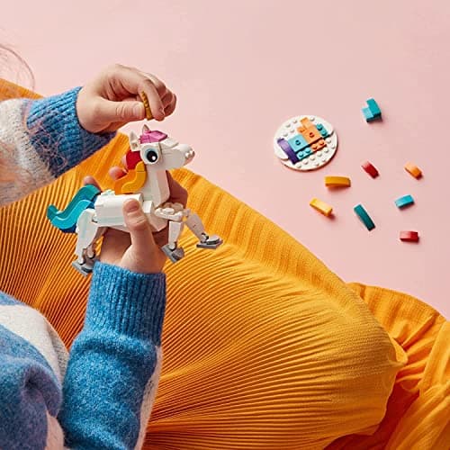 LEGO Creator 3 in 1 Magical Unicorn Toy, Transforms from Unicorn to Seahorse to Peacock, Rainbow Animal Figures, Unicorn Gift for Grandchildren, Girls and Boys, Buildable Toys, 31140 — view 3