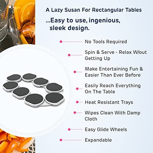 The Lazy Susan Revolution - Full Set - Dark Gray - The First Patented Lazy Susan Turntable Expandable for Rectangular & Oblong Tables - Kitchen & Dining Tables - Great Gift! Parties & Gatherings. — view 3