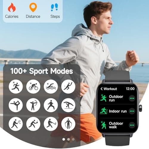 Smart Watch for Men Women (Answer/Make Call), Alexa Smartwatch Compatible with Android iOS, Fitness Tracker with Heart Rate SpO2 Sleep Monitor, 1.8'' HD DIY Dial Waterproof Watch with Bluetooth Call — view 4