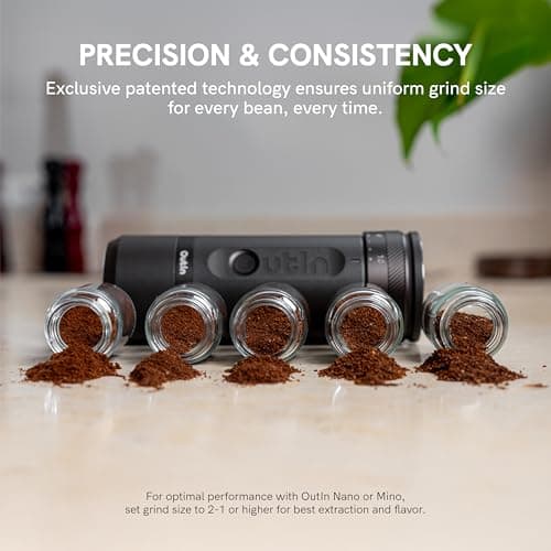 OutIn Fino Portable Electric Coffee Grinder,Adjustable Coffee Bean Grinder with 28 Precise Grind Setting,One-Button Burr Coffee Grinder with Fast‑Charge Battery, Auto‑Stop & Clog‑Protection — view 5