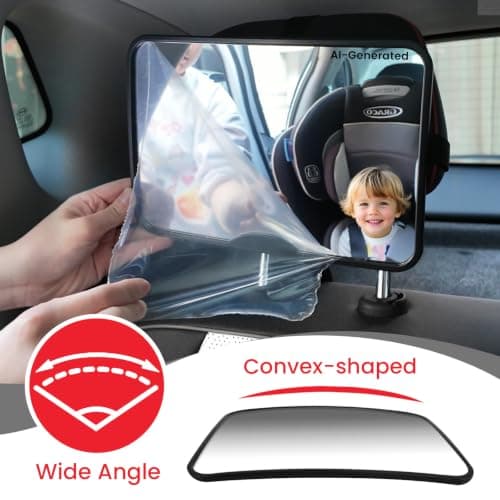 Plantureco Baby Car Mirror, Safety Car Seat Mirror for Rear Facing Infant, Clear Wide View, Easily Observe the Baby Move, Secure, Shatterproof, Easy Install, Perfect (Black) — view 5