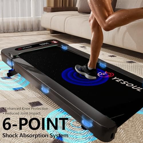YESOUL Walking Pad Treadmill with 10% Auto Incline, 39.5"x15.5" Running Belt, 300 LBS Capacity, LED Display, Remote Control & Smart App, Quiet Compact Treadmill for Home Office — view 5
