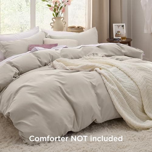 Bedsure Duvet Cover King Size - 3 Pieces Prewashed Cotton-Like Extra Soft Bedding Set, Includes 1 Duvet Cover 104x90 Inches with Zipper Closure & 2 Pillow Shams, Linen, Comforter Not Included — view 2