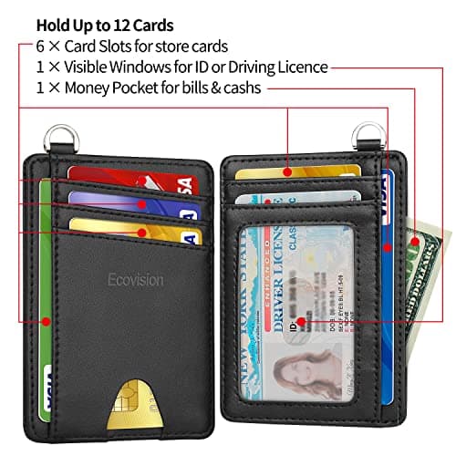 EcoVision Slim Minimalist Front Pocket Wallet, RFID Blocking Credit Card Holder Wallet with Detachable D-Shackle for Men Women — view 4