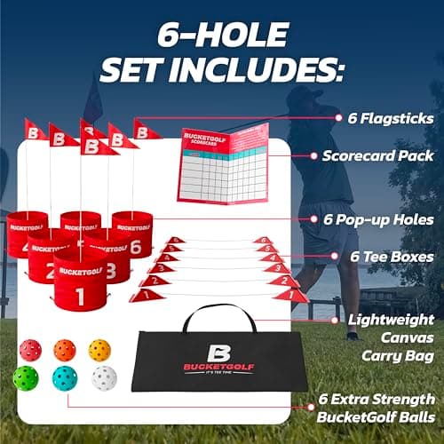 bucketgolf Game The Original Ultimate Backyard Lawn Golf Game for Family, Adults and Kids - Portable 6 Hole Golf Course Play Outdoor, Lawn, Park, Beach, Yard. — view 3