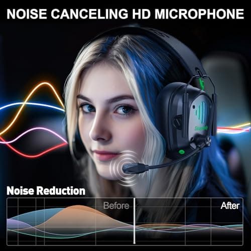 SKAPENDY Wireless Gaming Headset for PS5 Gamers, 2.4GHz ≤20ms Low Latency & Bluetooth, 50mm Driver for 3D Surround Sound, ENC Mic - 50H Battery, Compatible with PC PS5 PS4 Switch Mobile