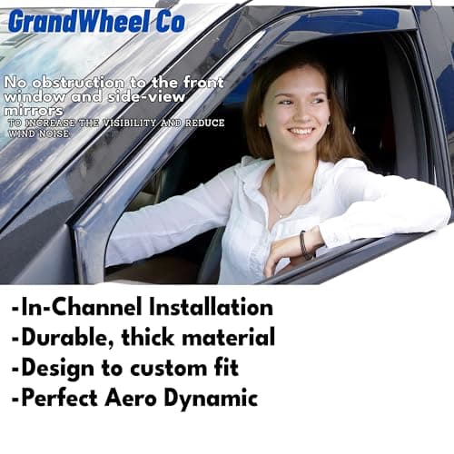 GrandWheel Co Smoke Tinted in-Channel Side Window Vent Visor Deflectors Rain Guards Compatible with Toyota Corolla 2020-2026 Sedan - 4 pcs. GW0491 — view 6