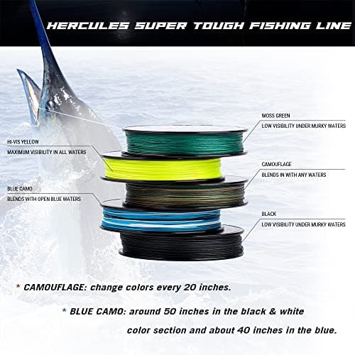 HERCULES Super Tough Braided Fishing Line 25 pounds Test Camouflage 25LB (1000 Yards) - 4 Strands — view 2