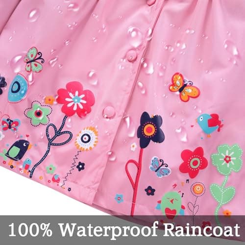 LZH Girl Baby Kid Waterproof Hooded Coat Jacket Outwear Suit Raincoat Hoodies with Pants Pink 3T(For Age 2-3Y) — view 3