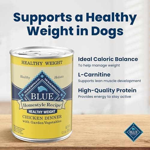 Blue Buffalo Homestyle Recipe Chicken Dinner with Garden Vegetables Paté Natural Healthy Weight Wet Dog Food for Adult Dogs, Made with Natural Ingredients, Vitamins & Minerals, 12.5-oz. Can (3 Count) — view 2