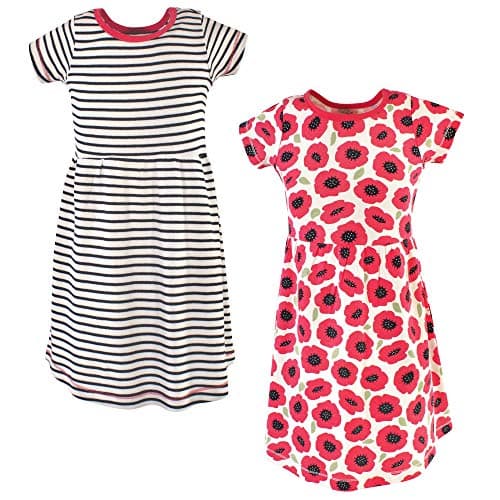 Touched by Nature Girls, Toddler, Baby and Womens Organic Cotton Short-Sleeve and Long-Sleeve Dresses, Youth Poppy Short Sleeve, 10 Years