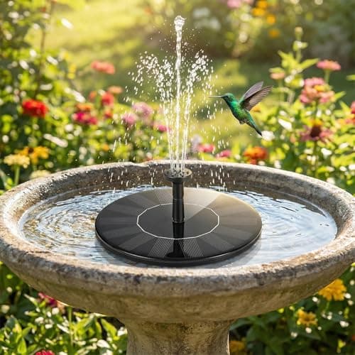 Solar Fountain for Bird Bath, 13cm Floating Solar Bird Bath Fountain Small Sprinkler Outdoor Decor Mini Birdbath Water Pump for Outside Garden Fish Tank Backyard Pool and Patio Decoration — view 4