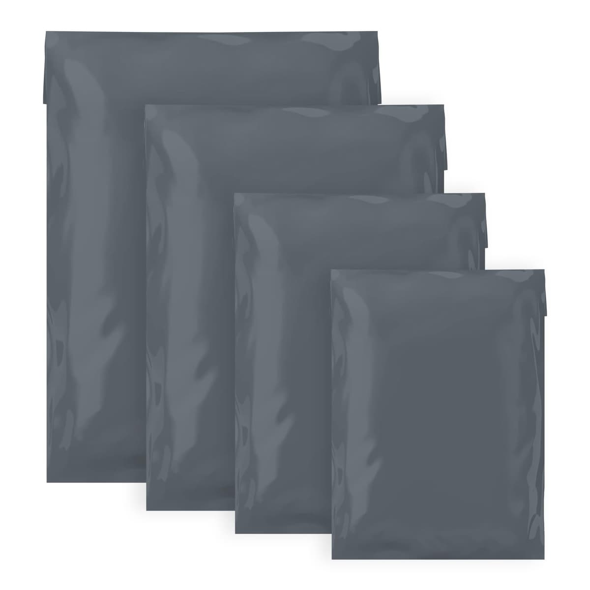 Double Dragon 60 Mixed Size Self-Seal Mailer Bags | Tamper-Proof Plastic Packaging for Mailing, Postage, Shipping & Delivery | Grey (4 Sizes | Small to Large | 15 Each)