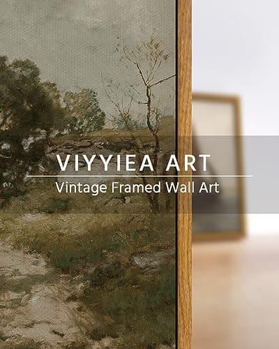 VIYYIEA Two Vintage Framed Wall Art, Country Road and Grassland Painting Decor Aesthetic, Small Canvas Print Artwork, Farmhouse Landscape Wall Pictures for Bedroom Barthroom, 9x11 Inch,Set of 2 — view 6