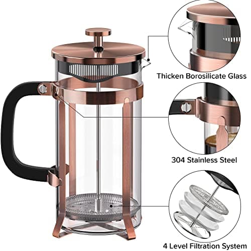 QUQIYSO French Press Coffee Maker 21oz,Borosilicate Glass Coffee Press — view 6