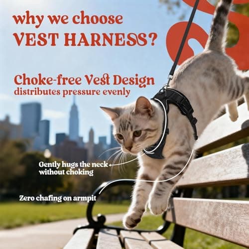 rabbitgoo Cat Harness and Leash for Walking, Escape Proof Soft Adjustable Vest Harnesses for Small Medium Cats, Easy Control Breathable Reflective Strips Jacket, XXS, Black — view 2