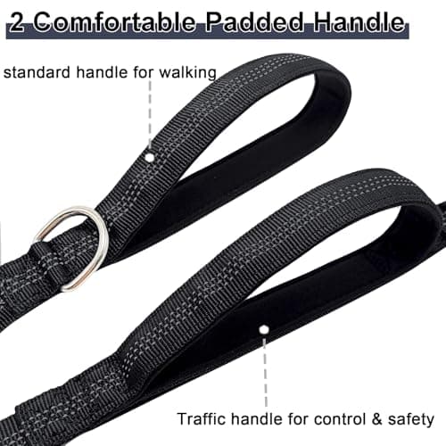 Boswany 5FT Bungee Dog Leash with 2 Handles, Reflective Nylon Traffic Leash — view 2