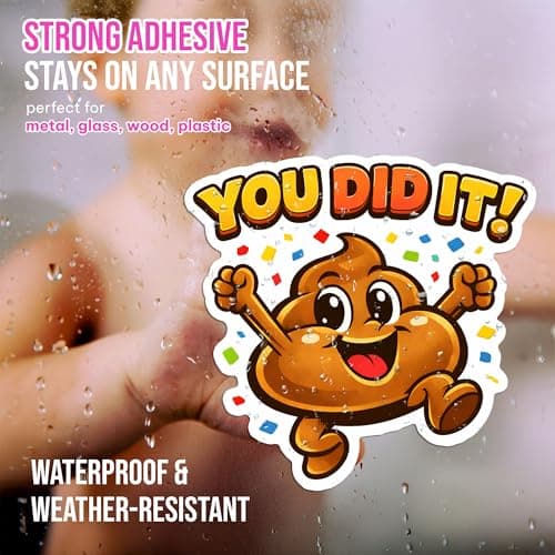 3PCS Potty Training Stickers for Kids, Funny Poop Emoji “You Did It” Reward Stickers, Waterproof Vinyl Potty Stickers for Potty Training, Pee Stickers, Poop Party Decorations, Emoji Stickers for Kids — view 2