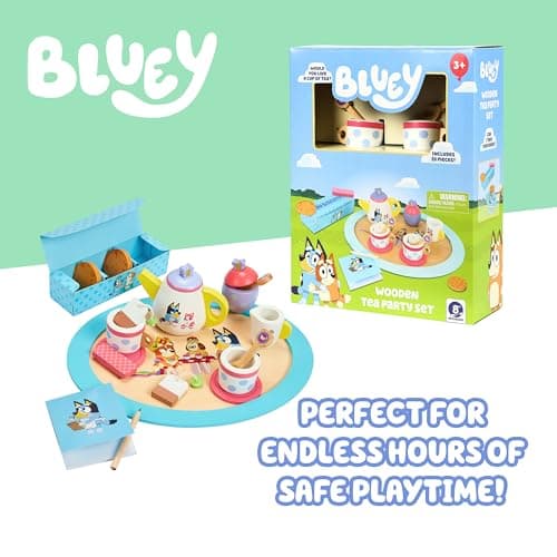 8th Wonder Bluey Toys Wooden Tea Party Set, 18-Piece Durable Toy Tea Set with Tray, Teapot, Teaspoons, and More, Pretend Play for Toddlers of Ages 3+ — view 5