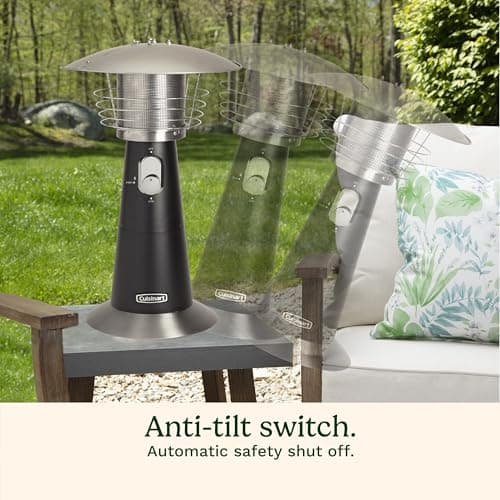Cuisinart Portable Tabletop Patio Heater, 11,000 BTU Outdoor Propane Heater with Safety Tilt Switch and Adjustable Heat, Burner Screen Guard, 30 sq. Foot Heat Range, Black — view 4