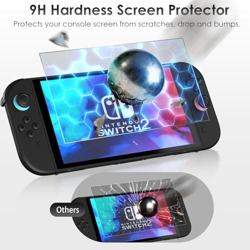 SPOVEN for Nintendo Switch 2 Case Black (2025), Portable Large Capacity Carrying Protective Hard Shell Travel Case, 4 in 1 Accessories Bundle with 2 Screen Protectors, 2 Thumb Grip Caps & Installation Tray — view 7
