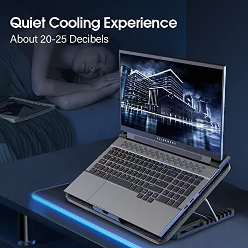 AIMIUZI Laptop Cooling Pad, Gaming Laptop Cooler with 6 Quiet Fans, Laptop Fan Cooling Pad Fits 12-17 Inch Laptop, USB Port Powered, 7 Adjustable Height — view 2