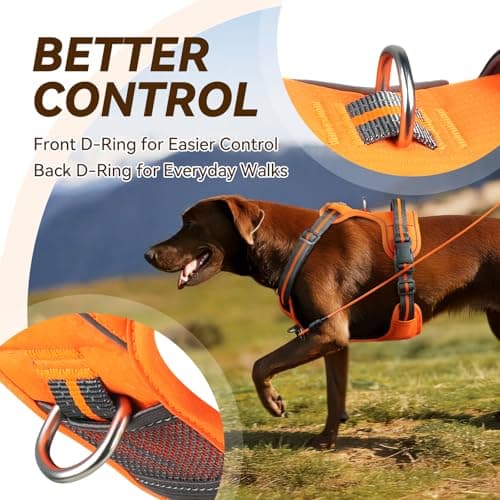 VIVAGLORY No Pull Dog Harness Vest Harness, L, Orange - Patterned