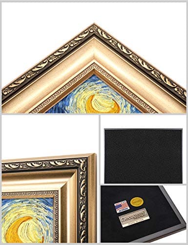 DECORARTS - Starry Night - Vincent Van Gogh. Giclee Print on Canvas with Matching Golden-Relief Framed Wall Art. Total with Framed Size: 30x26 — view 3