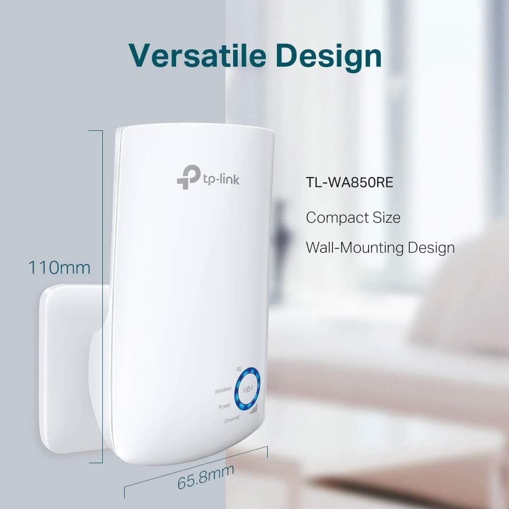 TP-Link TL-WA850RE N300Mbps WiFi Extender Booster, Ethernet Port, Internet Booster, Access Point,WiFi Repeater, WiFi Extender,App Control, WiFi Booster Range Extender, Plug & Play,UK Plug — view 3