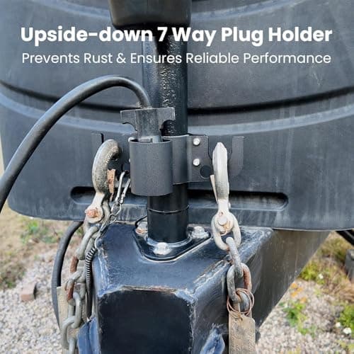 Metal Trailer Chain Holder with 7-Way Plug Mount, Towing Organizer for RV and Utility Trailers, Trailer Plug Holder — view 2