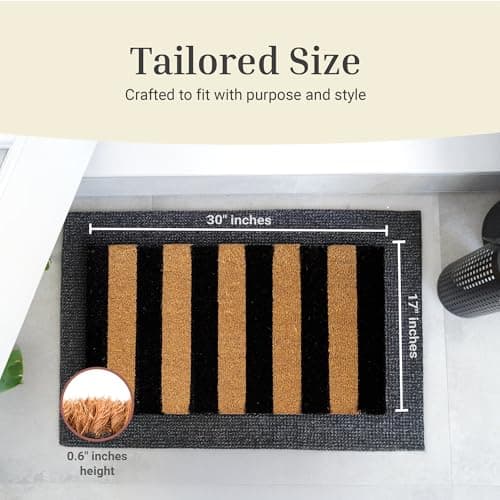 Theodore Magnus Door Mat – Coir Doormat for Outdoor Entrance, Durable Welcome Mat with Non-Slip Backing, Perfect for Front Door and Entryway - Outdoor/Indoor - Right Stripes — view 2