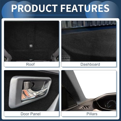 INFINAUTO Headliner Fabric 96" l x 60" W for Car Truck RV SUV Automotive Interior Trim DIY Roof Repair Replacement Foam Backing Breathable Mesh Fabric Black — view 2