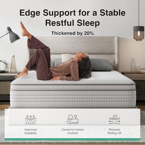 Novilla 12 Inch Queen Size Mattress in a Box, Hypoallergenic & Back Pain Relief, Hybrid Queen Mattresses with Smarts Coils, Fiberglass Free CertiPUR-US Certified Colchones No Box Spring Needed — view 4