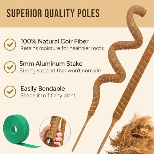 Moss Pole Monstera Plant Support, 2 Pack 48in Bendable Indoor Plant Stakes