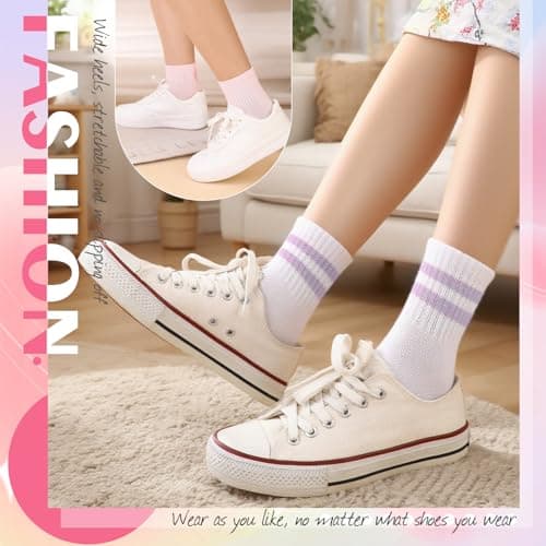 Guigui 6 Pairs Kids Cotton Crew Socks with Heart Stripes for Girls Boys 3-12 — view 5