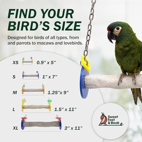Sweet Feet and Beak Roll Bird Swing - Perch Bird Toys Trims Nails and Beaks, Safe and Non-Toxic Bird Cage Accessories for Small and Large Birds, Swinging Toys Birds Will Love, XL 11 Inches — view 2
