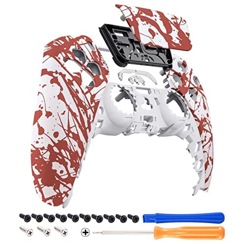 eXtremeRate Blood Patterned Soft Touch Touchpad Front Shell Compatible with ps5 Controller BDM-010 020 030 040 050, DIY Replacement Shell Custom Touch Pad Cover Compatible with ps5 Controller