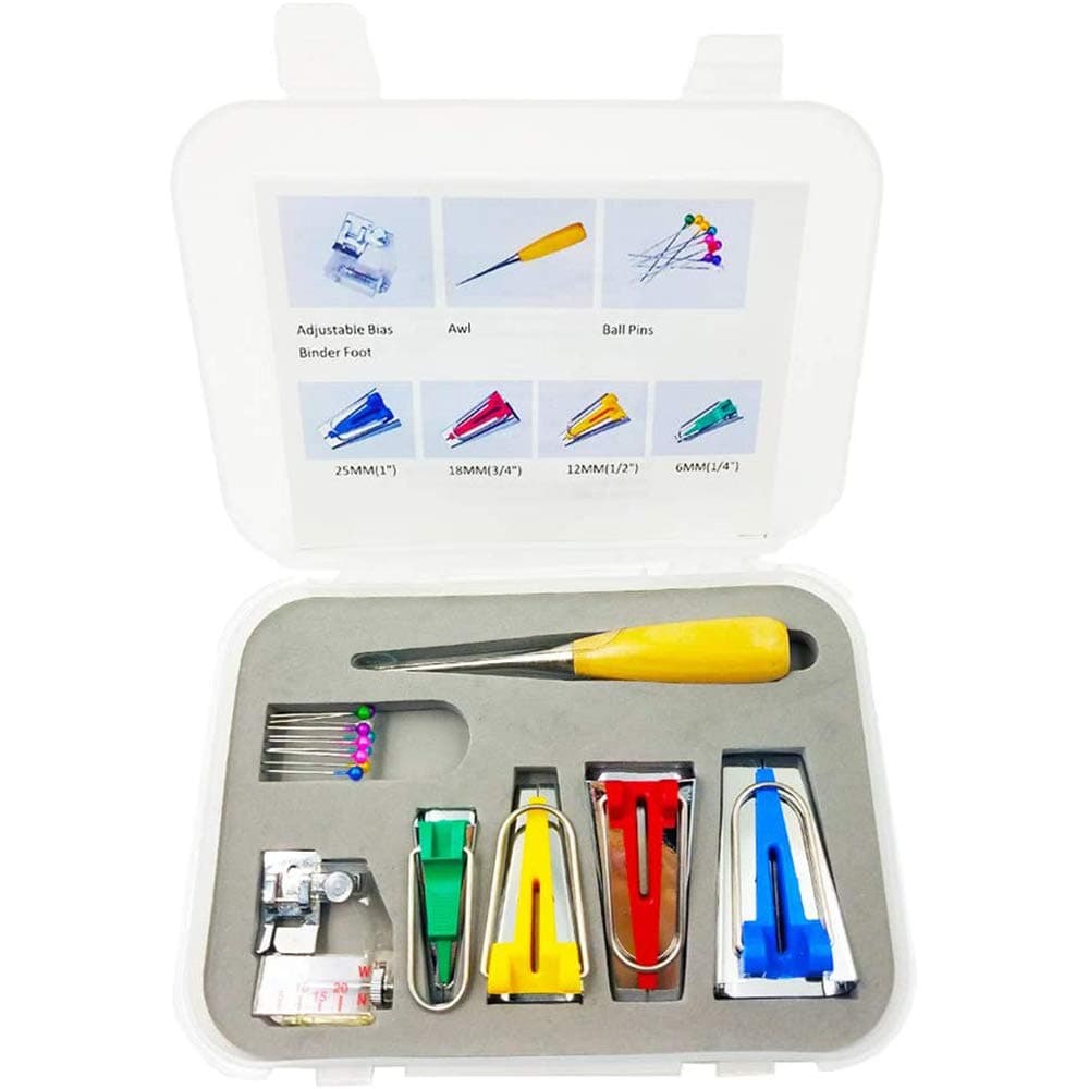 Fabric Bias Tape Maker Kit with Sewing Awl, Beading Needles, Adjustable Binder Clip, Foot Press, Handy Bias Tape Set,DIY,Arts and Crafts — view 2