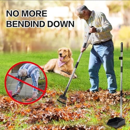 THRISEED Dog Pooper Scooper, Durable Dog Poop Tray and Long Handle Rake Set for Large Medium Small Dogs, Heavy Duty Pet Suppliers