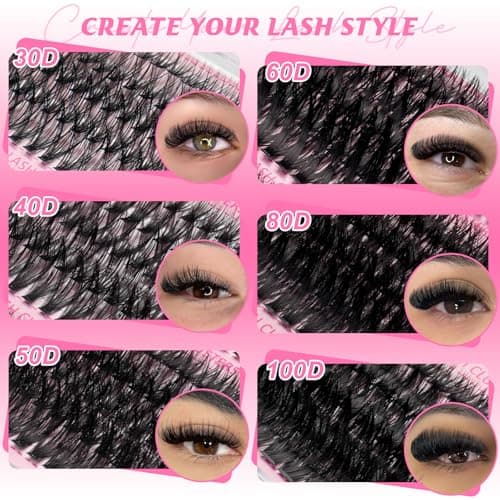 Fowendia Lash Clusters Kit 580PCS Fluffy Cluster Lashes Kit 30D-100D Volume Eyelash Extensions with Lash Bond and Seal D Curl Eyelashes Natural Look Individual Lashes (FSMT01) — view 3